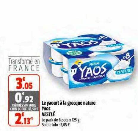 Promo Le Yaourt La Grecque Nature Yaos Nestl Chez Coccinelle Supermarch