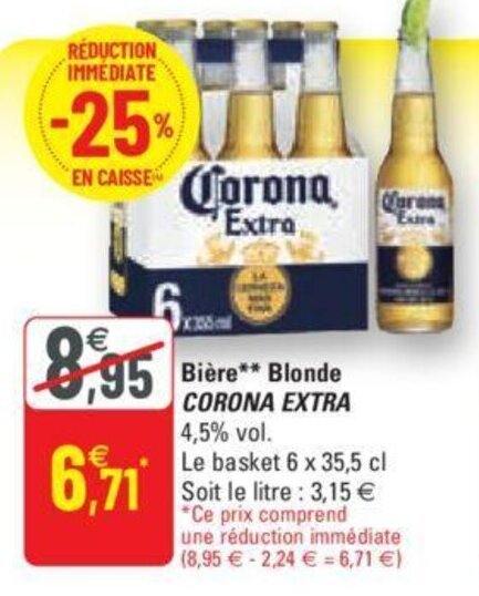 Promo CORONA EXTRA bière blonde chez G20