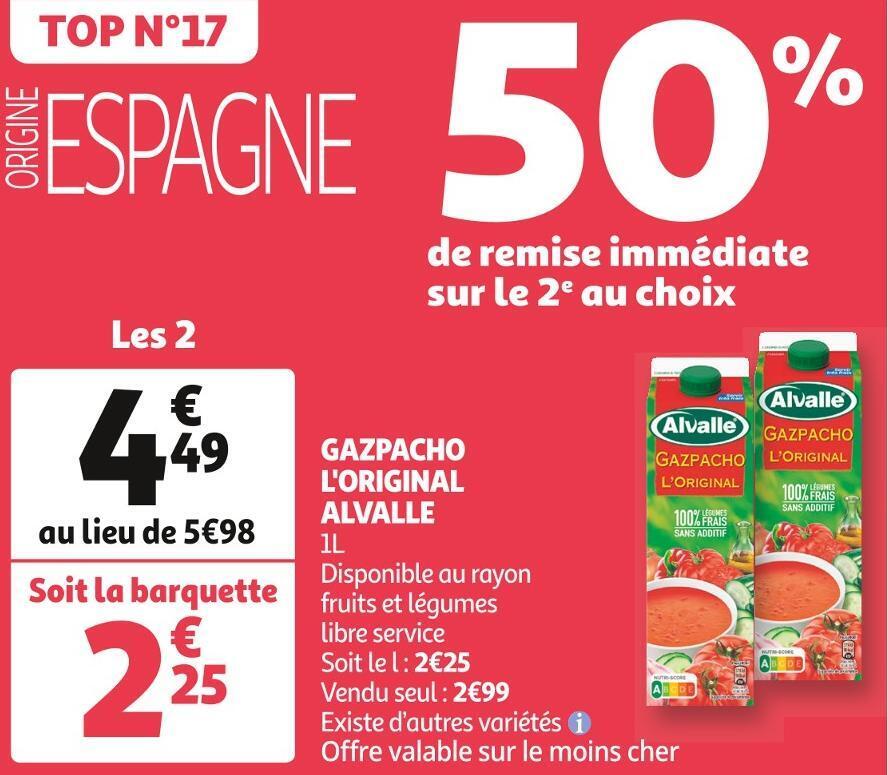 Promo Alvalle Gazpacho L Original Chez Auchan