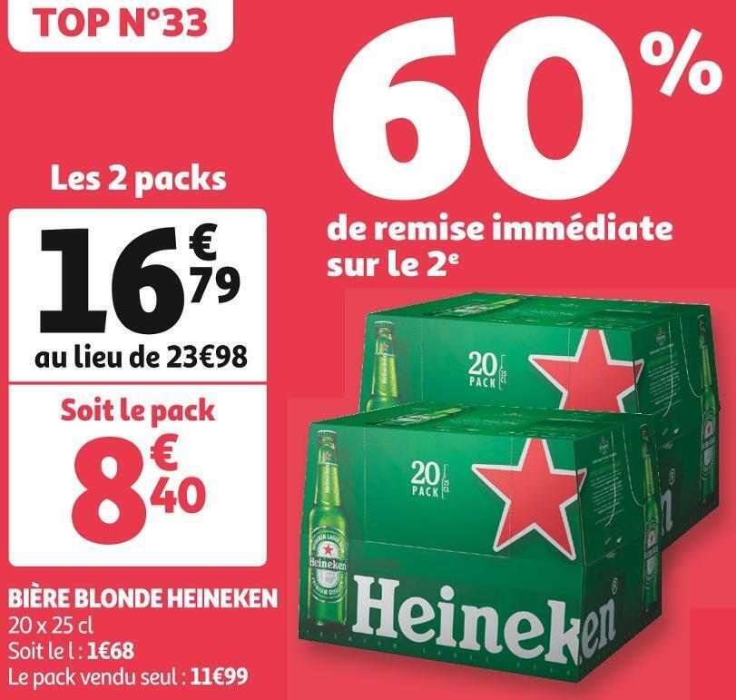 Promo Heineken Bi Re Blonde Chez Auchan