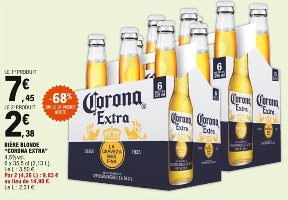 Promo CORONA EXTRA bière blonde chez E Leclerc