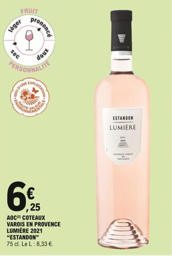 Promo Estandon Aoc Coteaux Varois En Provence Lumi Re Chez E Leclerc