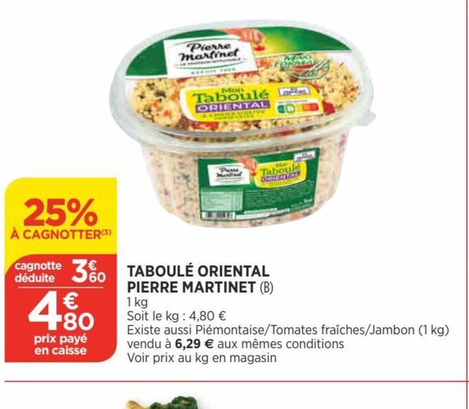 Promo Pierre Martinet Taboulé Oriental chez Bi1