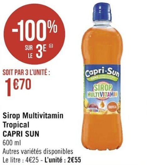 Promo CAPRI SUN sirop multivitamin tropical chez Géant