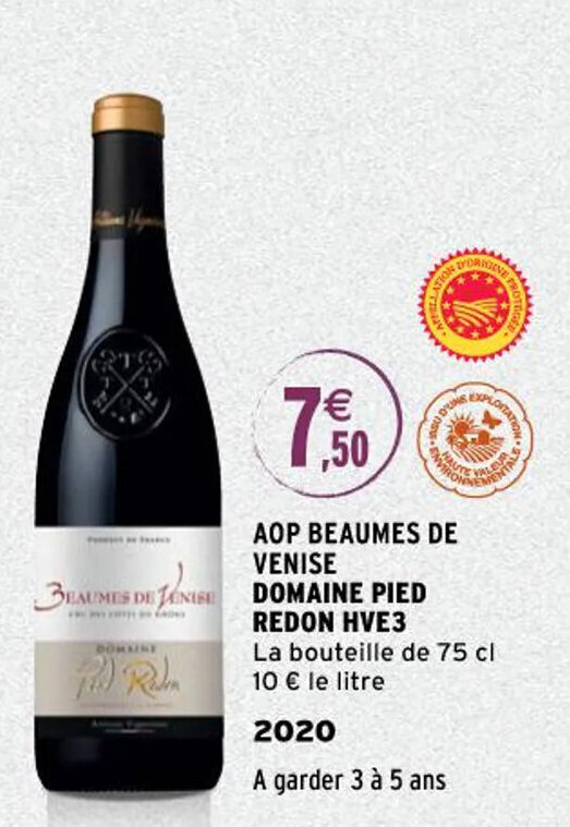 Promo Aop Beaumes De Venise Domaine Pied Redon Hve3 chez Intermarché