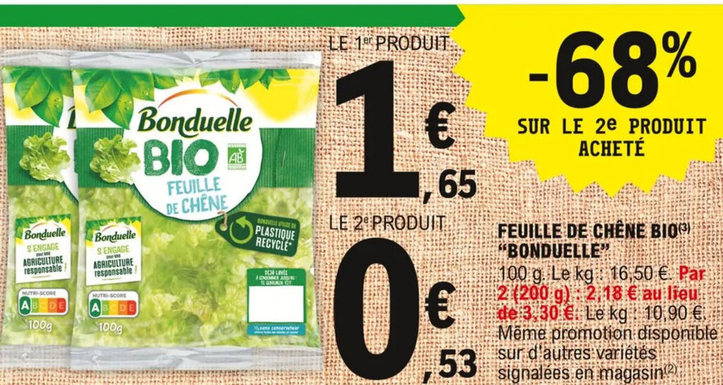 Promo Bonduelle Feuille De Chêne Bio chez E Leclerc Express