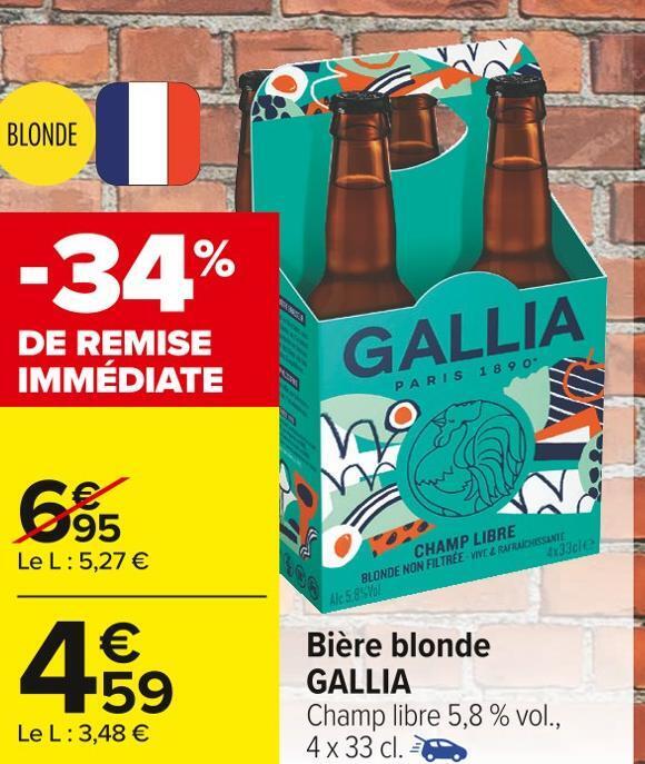 Promo Gallia Bi Re Blonde Chez Carrefour Market