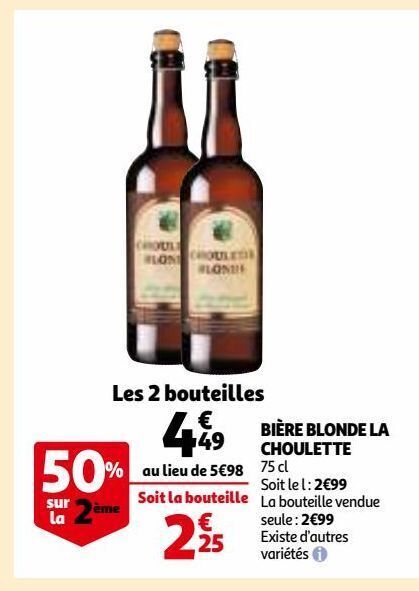 Promo Bière blonde la choulette chez Auchan