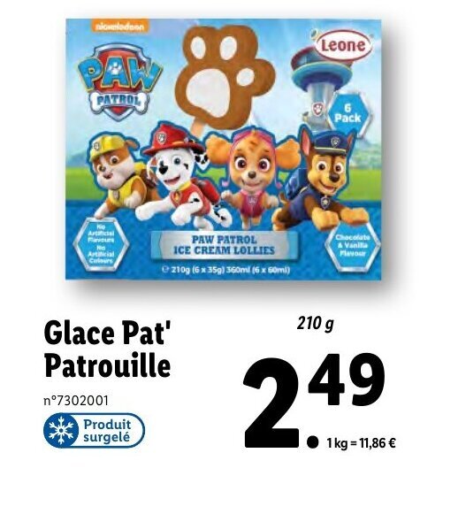 Promo Glace Pat Patrouille Chez Lidl