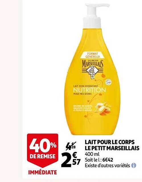 Promo Lait Pour Le Corps Le Petit Marseillais Chez Auchan