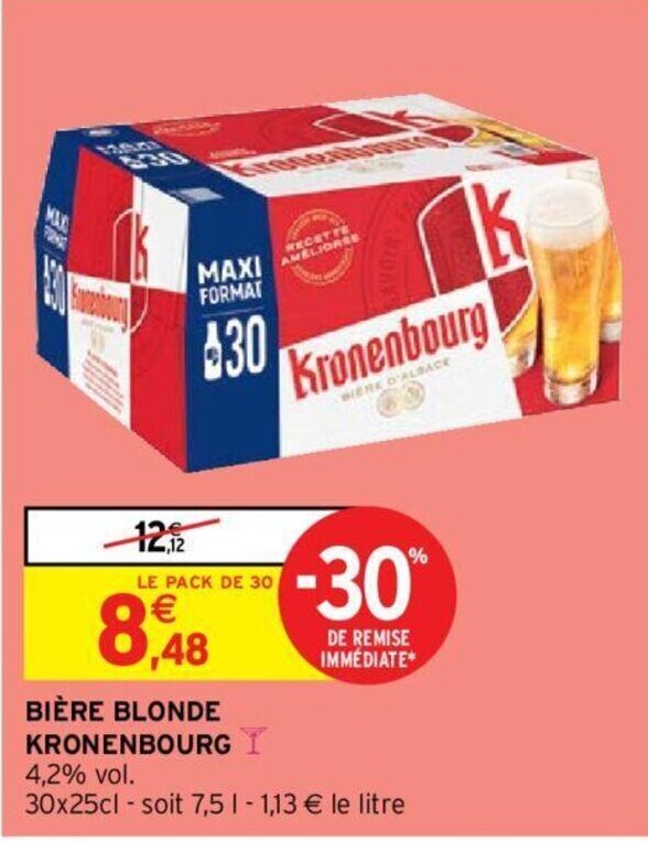 Promo KRONENBOURG bière blonde chez Intermarché