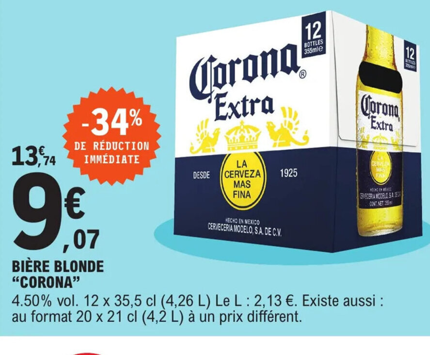 Promo Corona Bière Blonde chez E Leclerc