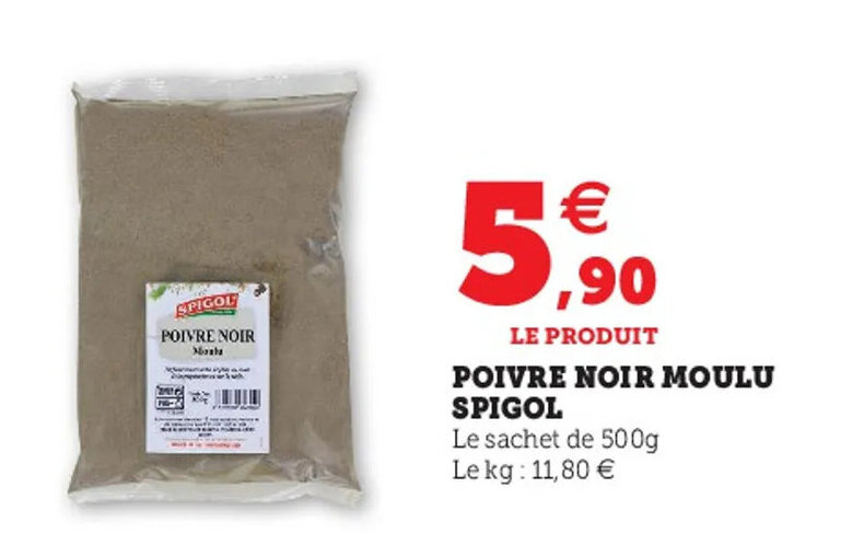 Promo Spigol Poivre Noir Moulu Chez Super U