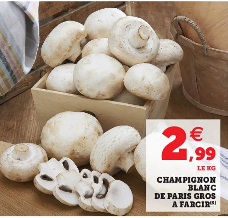 Promo Champignon Blanc De Paris Gros A Farcir Chez Super U