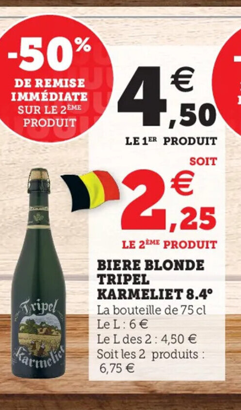 Promo Biere Blonde Tripel Karmeliet 8 4 Chez Super U