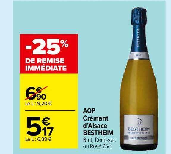 Promo Aop Crémant D alsace Bestheim chez Carrefour Market