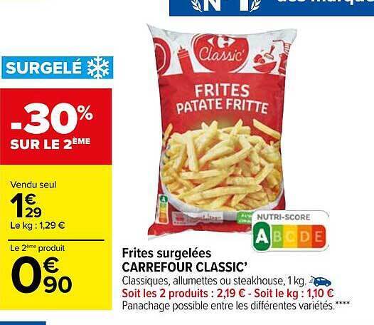 Promo Frites surgelées carrefour classic chez Carrefour Market