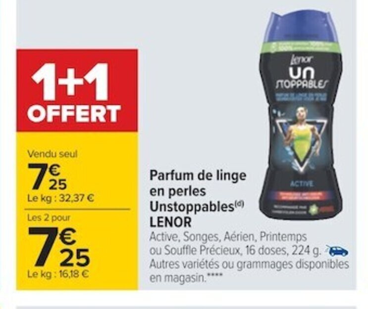 Promo Lenor Parfum De Linge En Perles Unstoppables Chez Carrefour