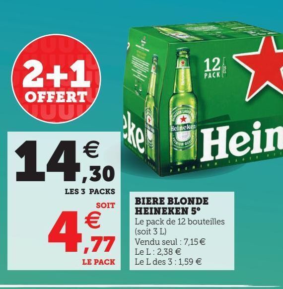 Promo Biere Blonde Heineken 5 Chez Super U