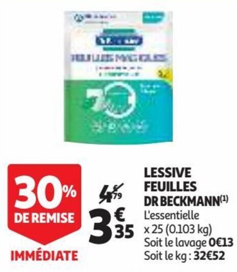 Promo Lessive feuilles dr beckmann chez Auchan Supermarché