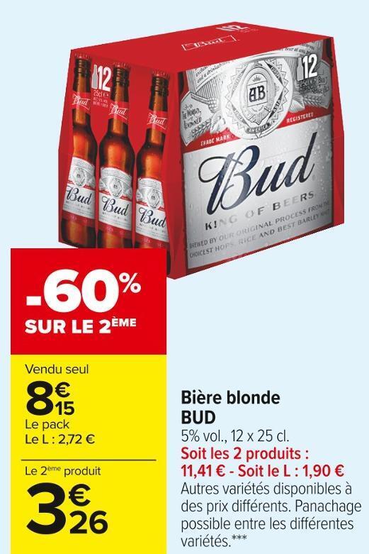 Promo Bud bière blonde chez Carrefour Market