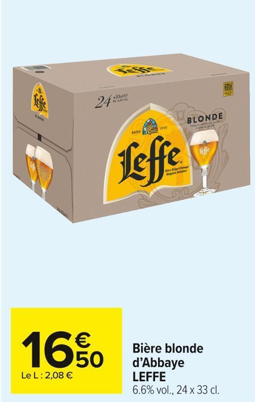 Promo Leffe bière blonde dabbaye chez Carrefour Market