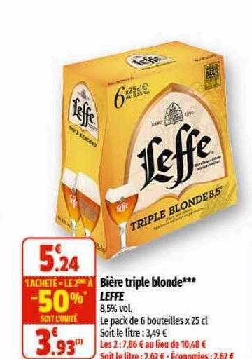 Promo Bière triple blonde leffe chez Coccinelle Express