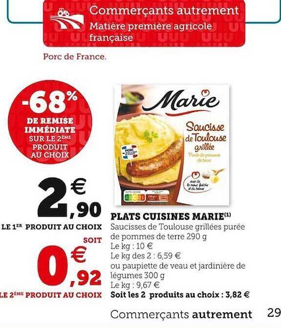 Promo Plats Cuisin S Marie Chez Super U