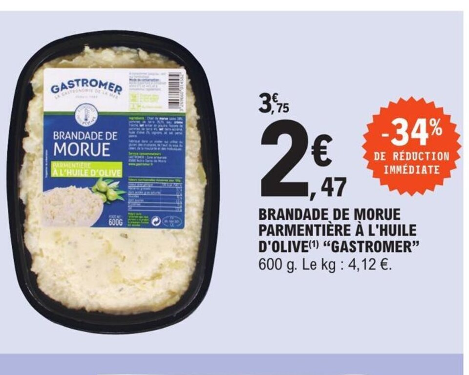 Promo Brandade de Morue Parmentière à l Huile d Olive Gastromer chez E