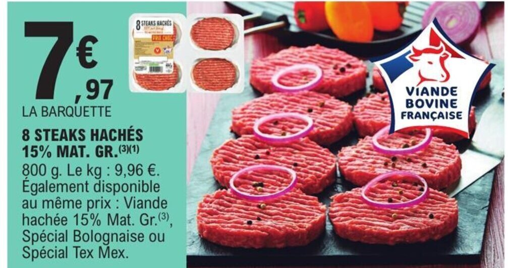 Promo Steaks Hach S Mat Gr Chez E Leclerc