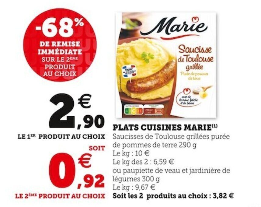 Promo Plats Cuisines Marie Chez Super U