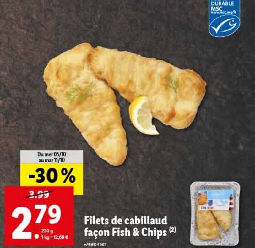 Promo Filets De Cabillaud Fa On Fish Chips Chez Lidl