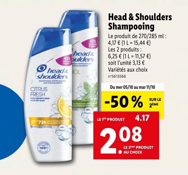 Promo HEAD SHOULDERS Shampooing Chez Lidl