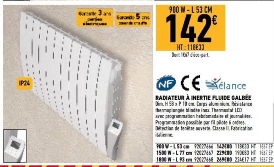 Promo Radiateur A Inertie Fluide Galbee Chez Brico Cash