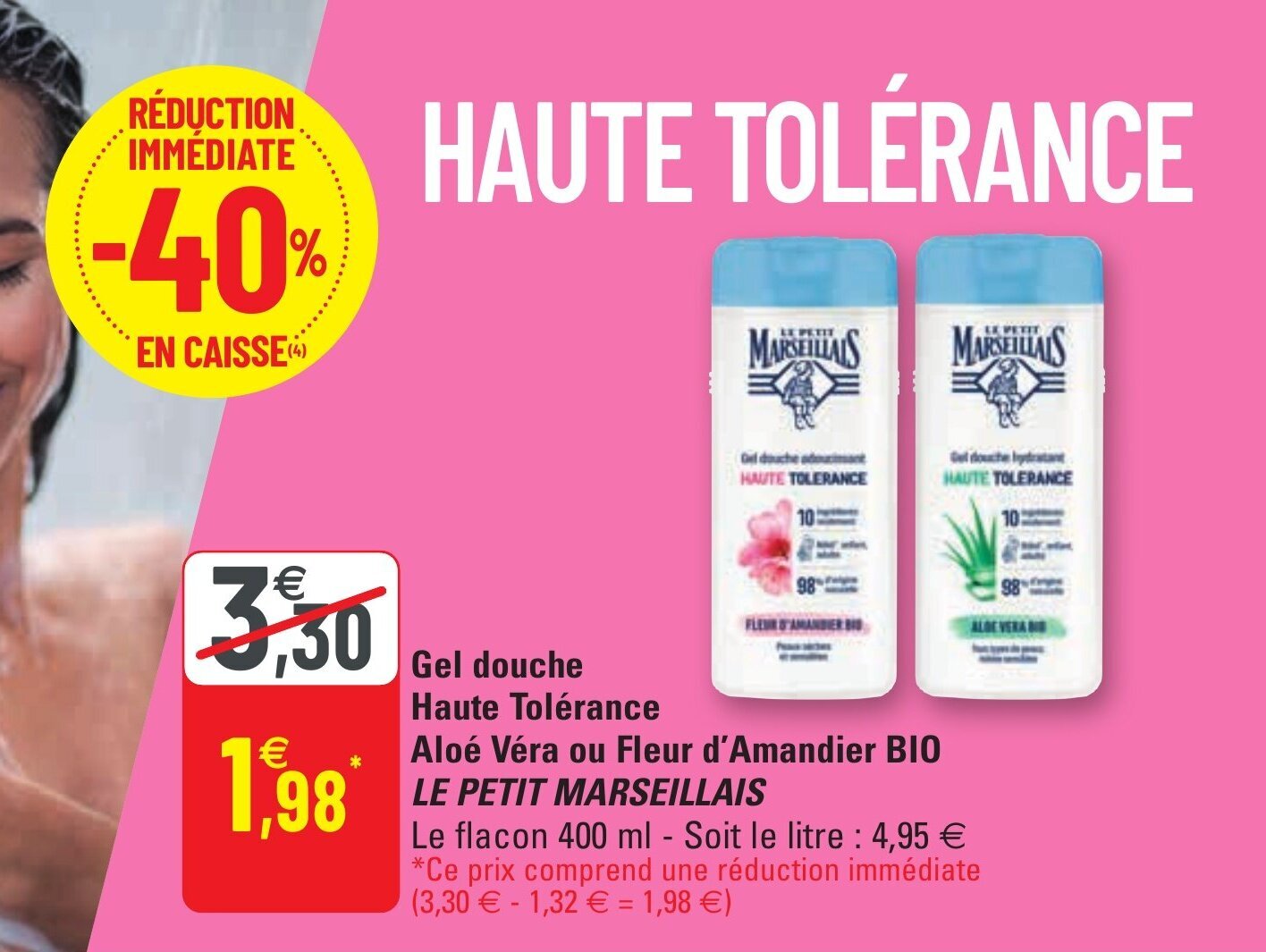 Promo Gel Douche Haute Tolérance Aloé Véra Ou Fleur d Amandier Bio Le