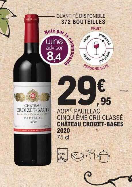 Promo Aop Pauillac Cinqui Me Cru Class Ch Teau Croizet Bages Chez