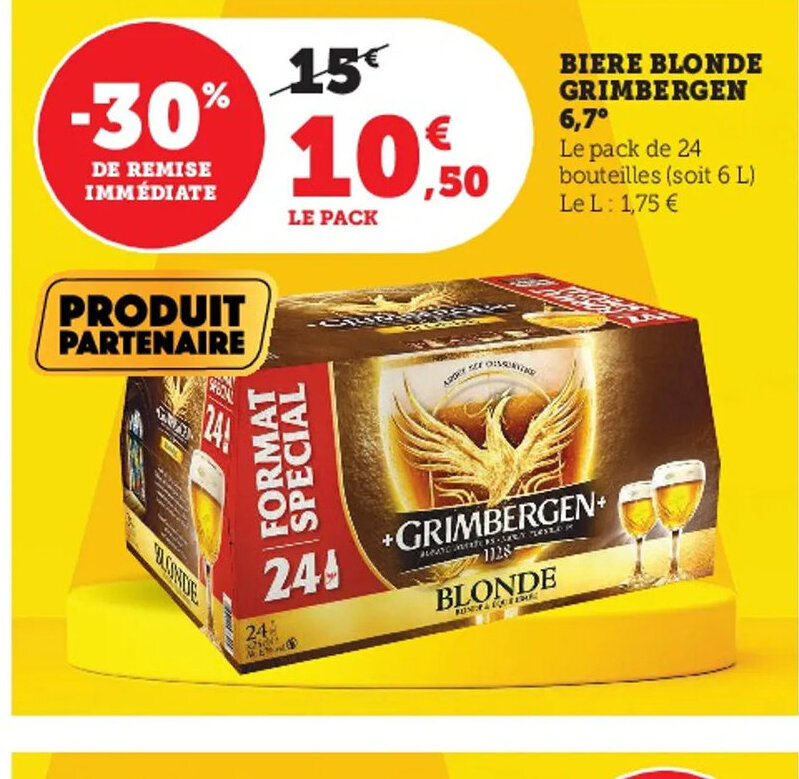 Promo Biere Blonde Grimbergen Chez Super U