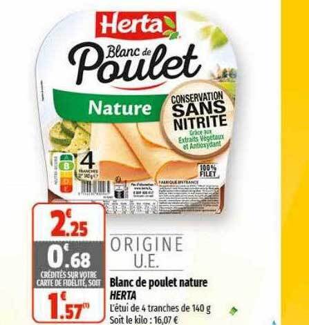 Promo Blanc De Poulet Nature Herta Chez Coccinelle Express