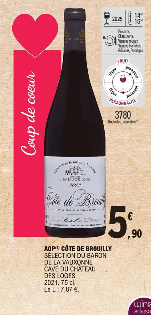 Promo Aop C Te De Brouilly Selection Du Baron De La Vauxonne Cave Du