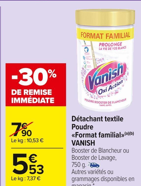 Promo Vanish D Tachant Textile Poudre Format Familial Chez Carrefour Market