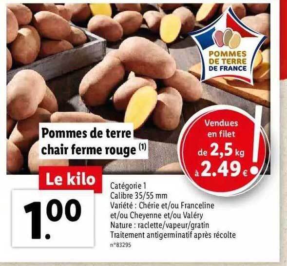 Promo Pommes De Terre Chair Ferme Rouge Chez Lidl