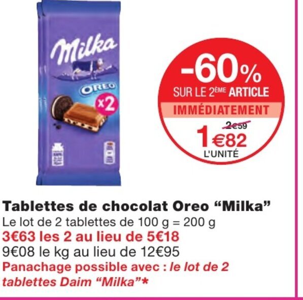 Promo Tablettes De Chocolat Oreo Milka Chez Monoprix