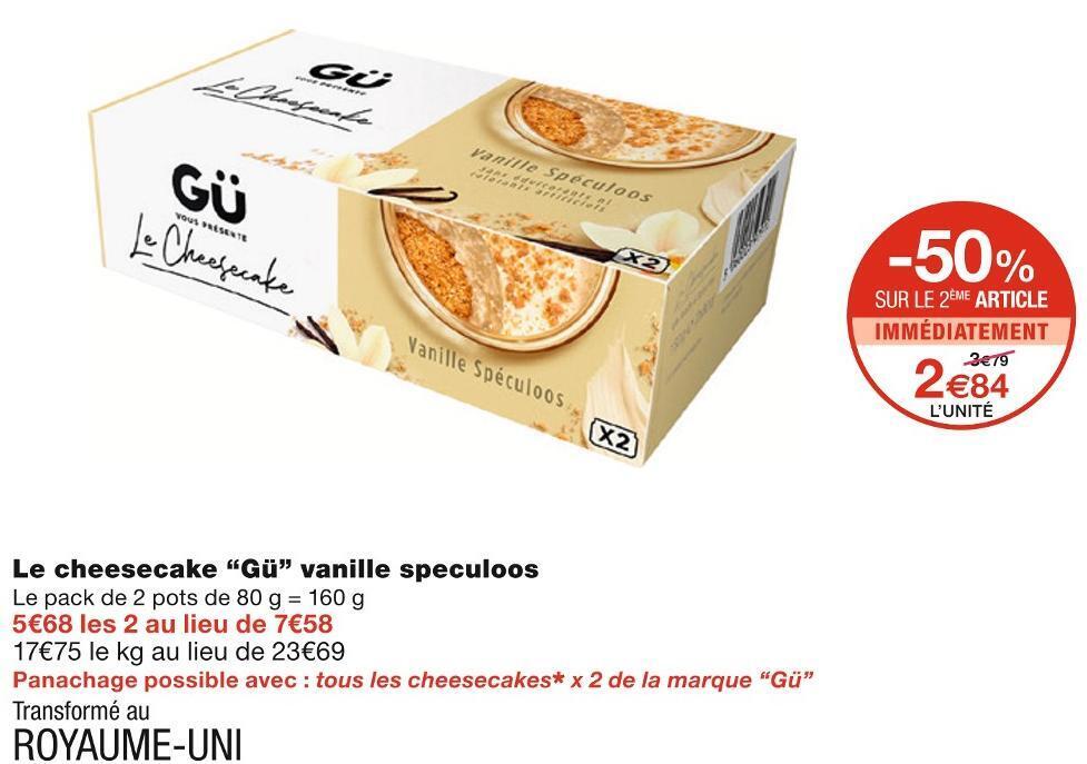 Promo G Le Cheesecake Vanille Speculoos Chez Monoprix