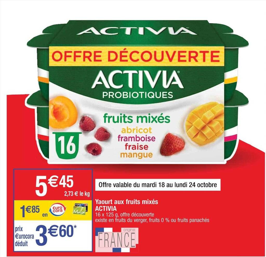 Promo Yaourt Aux Fruits Mix S Activia Chez Cora