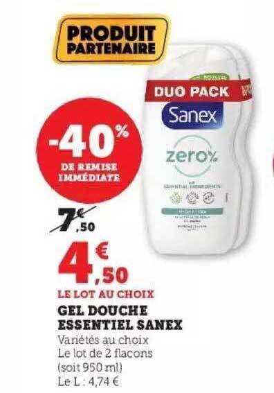 Promo Gel Douche Essentiel Sanex Chez Hyper U