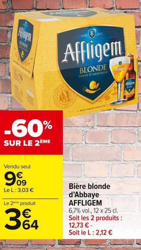 Promo Affligem Bi Re Blonde Dabbaye Chez Carrefour Market