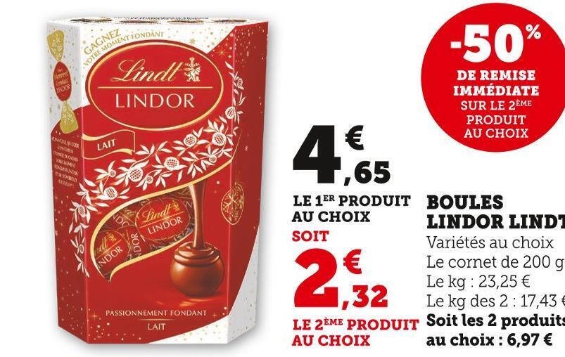 Promo Lindt Boules Lindor Chez Super U