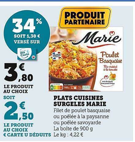 Promo Plats Cuisin S Surgel S Marie Chez Super U