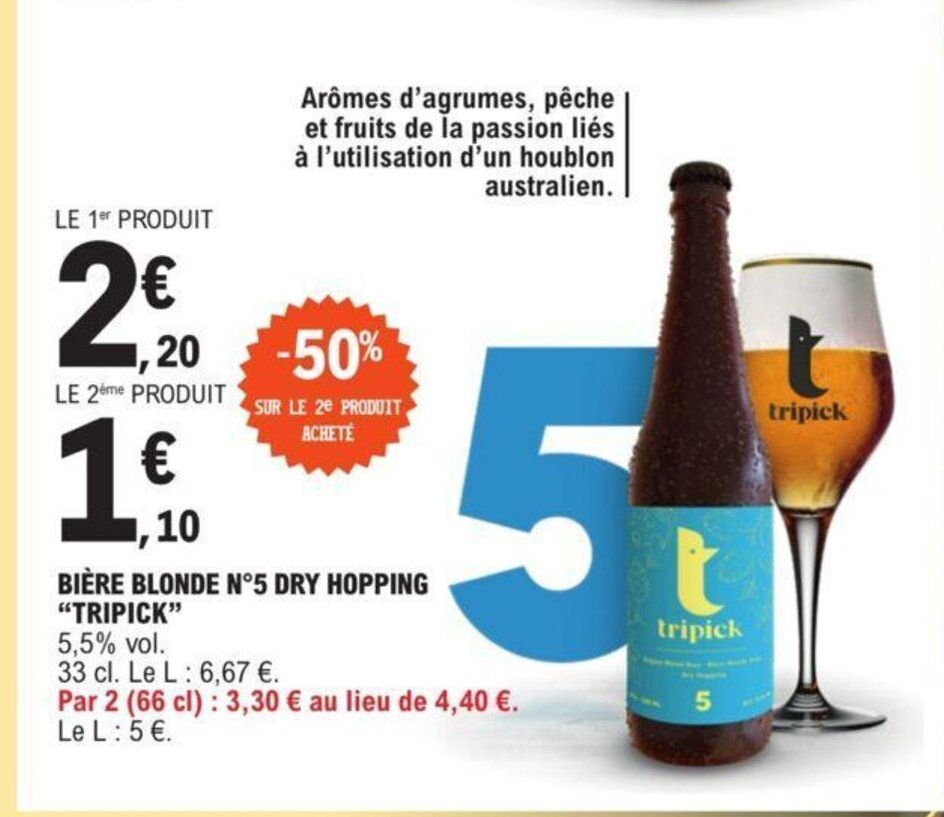 Promo Bière Blonde N5 Dry Hopping Tripick chez E Leclerc