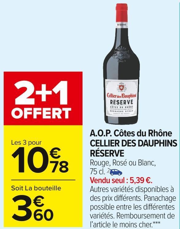 Promo Cellier Des Dauphins R Serve A O P C Tes Du Rh Ne Chez Carrefour